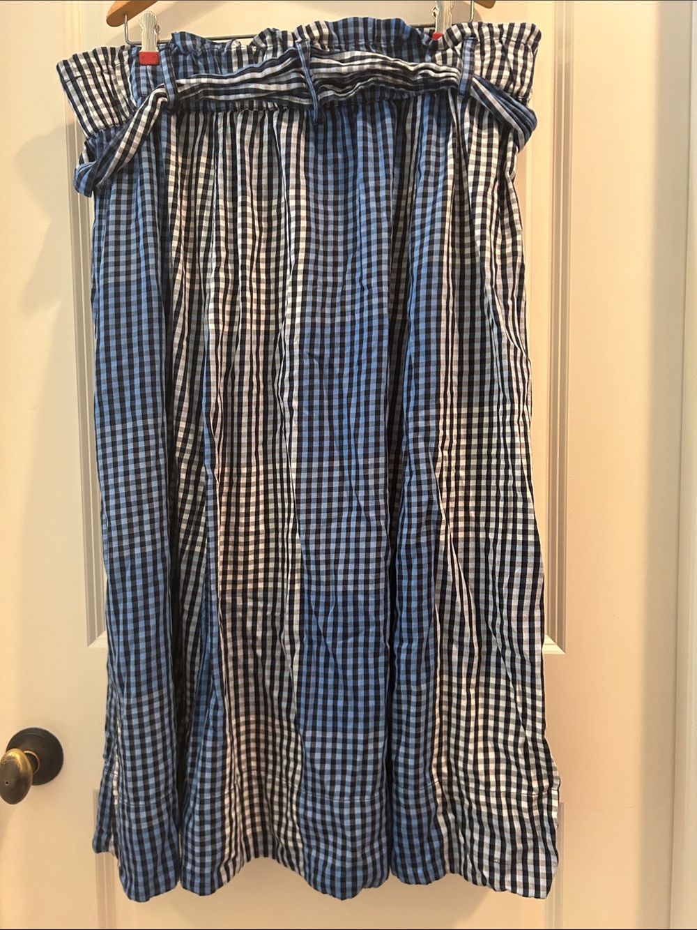 Free Assembly Gingham ButtonFront Paperbag Elastic Waist Tie Midi Skirt XL 16-18 - Picture 5 of 12